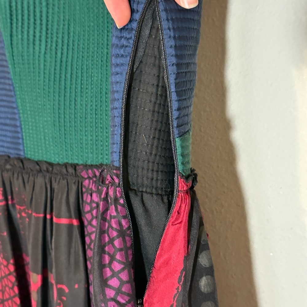 Anthropologie Niki Mahajan Lined Silk Patchwork Lace Multicolor Midi Dress S- 8 - Picture 14 of 16